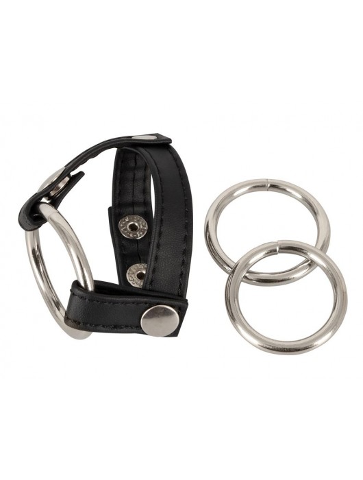 Подхват для мошонки с 3 съемными эрекционными кольцами Leder-Riemen - Orion - в Абакане купить с доставкой