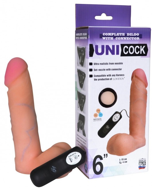 Фаллическая насадка Харнесс UNICOCK 6  с вибрацией - 18 см. - LOVETOY (А-Полимер) - купить с доставкой в Абакане