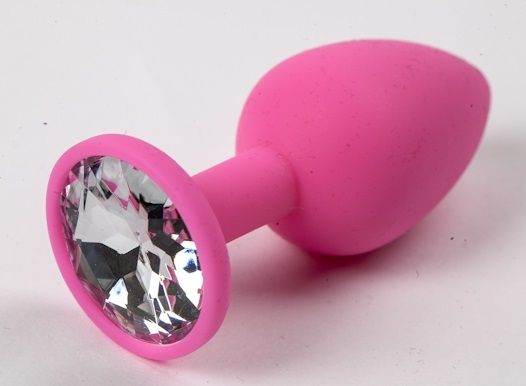 Розовая анальная пробка с прозрачным кристаллом - 9,5 см. - 4sexdreaM - купить с доставкой в Абакане