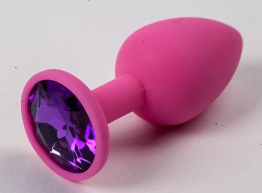 Розовая анальная пробка с фиолетовым кристаллом - 9,5 см. - 4sexdreaM - купить с доставкой в Абакане
