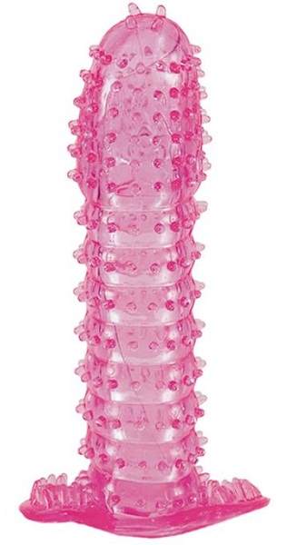 Гелевая розовая насадка с шипами - 12 см. - Toyfa Basic - в Абакане купить с доставкой