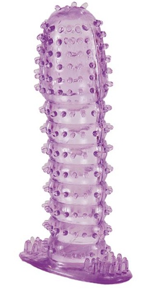 Гелевая фиолетовая насадка с шипами - 12 см. - Toyfa Basic - в Абакане купить с доставкой