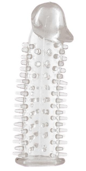 Прозрачная насадка на половой член с закрытой головкой и шипами - 12,5 см. - Toyfa Basic - в Абакане купить с доставкой