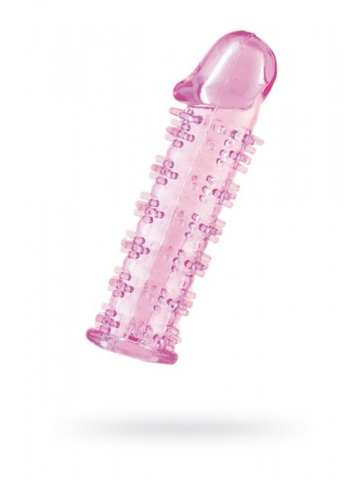 Гелевая розовая насадка на фаллос с шипами - 12 см. - Toyfa Basic - в Абакане купить с доставкой