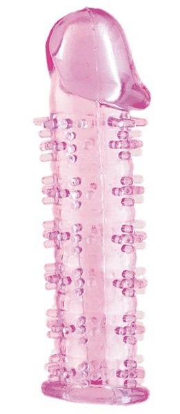 Гелевая розовая насадка на фаллос с шипами - 12 см. - Toyfa Basic - в Абакане купить с доставкой