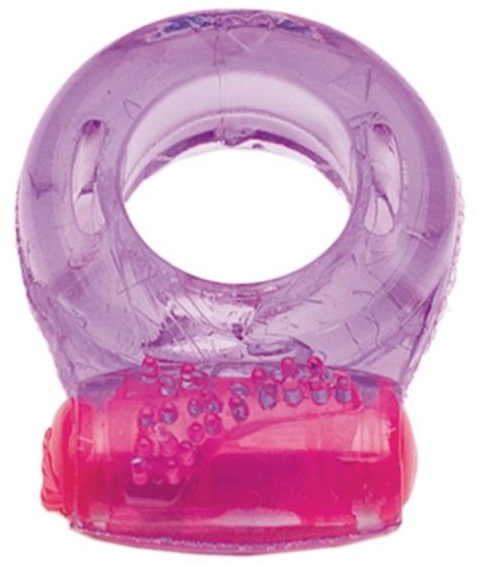 Фиолетовое эрекционное кольцо с виброэлементом в верхней части - Toyfa Basic - в Абакане купить с доставкой