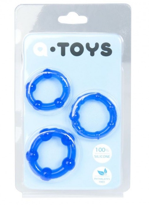 Набор из 3 синих эрекционных колец A-toys - A-toys - в Абакане купить с доставкой
