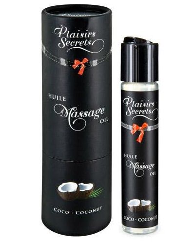 Массажное масло с ароматом кокоса Huile de Massage Gourmande Coco - 59 мл. - Plaisir Secret - купить с доставкой в Абакане