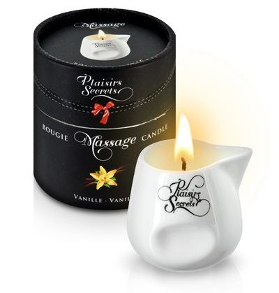 Массажная свеча с ароматом ванили Bougie Massage Gourmande Vanille - 80 мл. - Plaisir Secret - купить с доставкой в Абакане