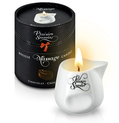 Массажная свеча с ароматом шоколада Bougie de Massage Gourmande Chocolat - 80 мл. - Plaisir Secret - купить с доставкой в Абакане