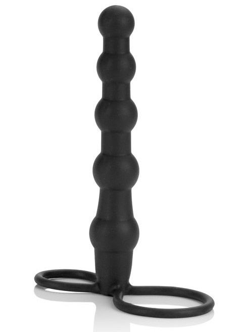 Насадка на пенис для двойного проникновения Silicone Beaded Double Rider - 14 см. - California Exotic Novelties - в Абакане купить с доставкой