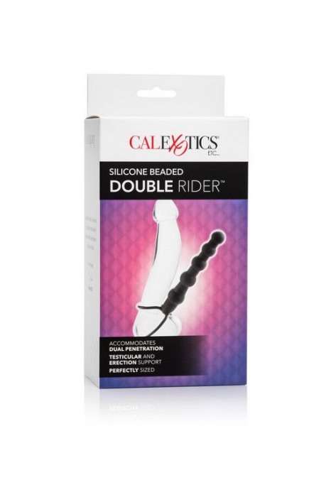 Насадка на пенис для двойного проникновения Silicone Beaded Double Rider - 14 см. - California Exotic Novelties - в Абакане купить с доставкой