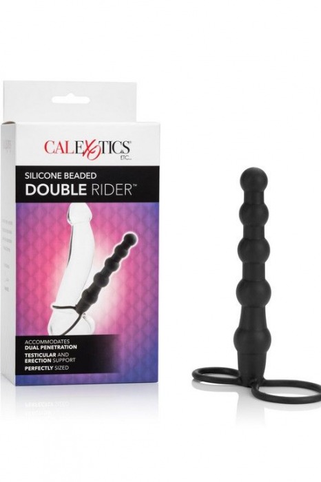 Насадка на пенис для двойного проникновения Silicone Beaded Double Rider - 14 см. - California Exotic Novelties - в Абакане купить с доставкой