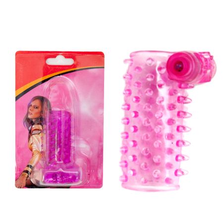 Розовая сквозная вибронасадка на пенис с шипами - White Label - в Абакане купить с доставкой