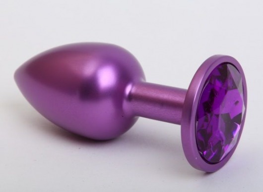 Фиолетовая анальная пробка с фиолетовым стразом - 7,6 см. - 4sexdreaM - купить с доставкой в Абакане