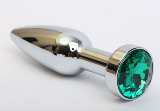 Удлинённая серебристая пробка с зеленым кристаллом - 11,2 см. - 4sexdreaM - купить с доставкой в Абакане
