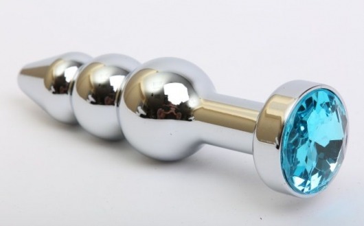 Серебристая анальная ёлочка с голубым кристаллом - 11,2 см. - 4sexdreaM - купить с доставкой в Абакане