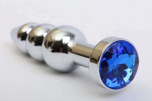 Серебристая анальная ёлочка с синим кристаллом - 11,2 см. - 4sexdreaM - купить с доставкой в Абакане