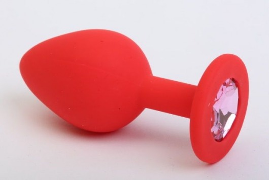 Красная силиконовая пробка с розовым стразом - 7,1 см. - 4sexdreaM - купить с доставкой в Абакане