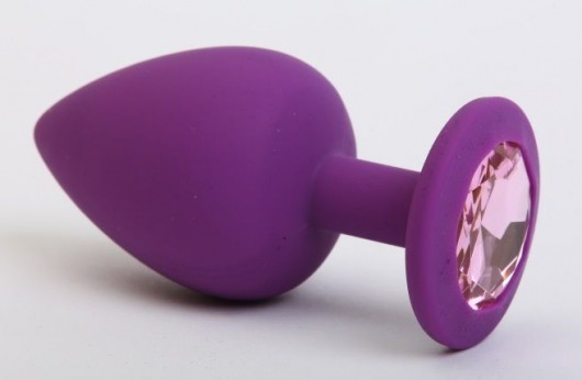 Фиолетовая силиконовая пробка с розовым стразом - 7,1 см. - 4sexdreaM - купить с доставкой в Абакане
