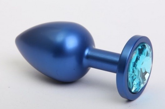 Синяя анальная пробка с голубым стразом - 7,6 см. - 4sexdreaM - купить с доставкой в Абакане