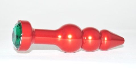 Красная анальная ёлочка с зеленым кристаллом - 11,2 см. - 4sexdreaM - купить с доставкой в Абакане