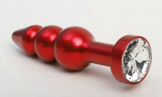 Красная анальная ёлочка с прозрачным кристаллом - 11,2 см. - 4sexdreaM - купить с доставкой в Абакане