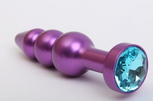 Фиолетовая фигурная анальная ёлочка с голубым кристаллом - 11,2 см. - 4sexdreaM - купить с доставкой в Абакане
