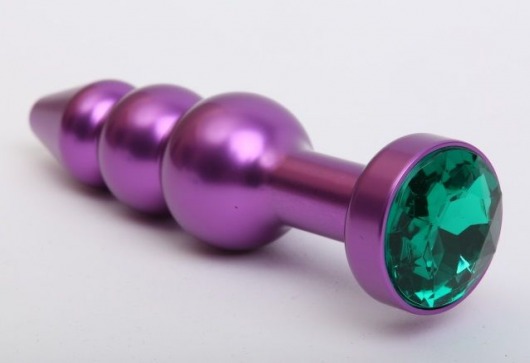 Фиолетовая фигурная анальная ёлочка с зелёным кристаллом - 11,2 см. - 4sexdreaM - купить с доставкой в Абакане