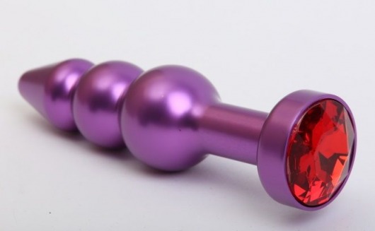 Фиолетовая фигурная анальная ёлочка с красным кристаллом - 11,2 см. - 4sexdreaM - купить с доставкой в Абакане
