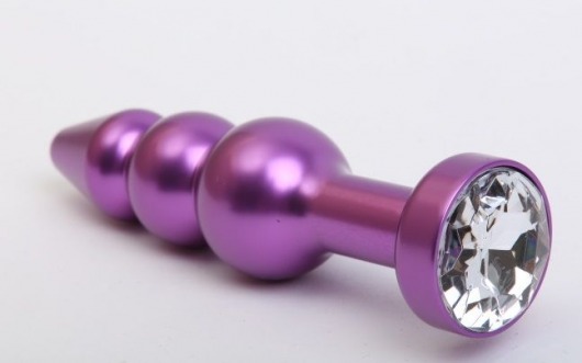 Фиолетовая фигурная анальная ёлочка с прозрачным кристаллом - 11,2 см. - 4sexdreaM - купить с доставкой в Абакане