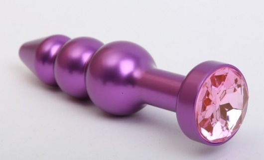 Фиолетовая фигурная анальная ёлочка с розовым кристаллом - 11,2 см. - 4sexdreaM - купить с доставкой в Абакане