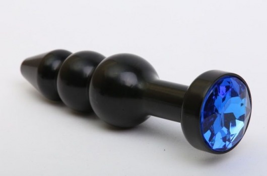 Чёрная анальная ёлочка с синим кристаллом - 11,2 см. - 4sexdreaM - купить с доставкой в Абакане