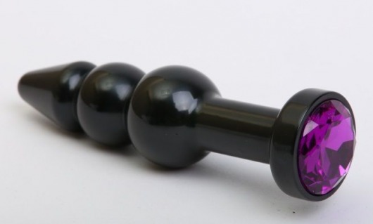 Чёрная анальная ёлочка с фиолетовым кристаллом - 11,2 см. - 4sexdreaM - купить с доставкой в Абакане