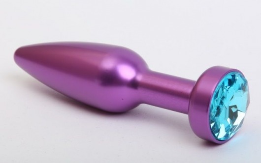 Фиолетовая анальная пробка с голубым стразом - 11,2 см. - 4sexdreaM - купить с доставкой в Абакане