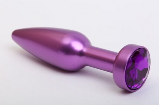 Фиолетовая анальная пробка с фиолетовым стразом - 11,2 см. - 4sexdreaM - купить с доставкой в Абакане