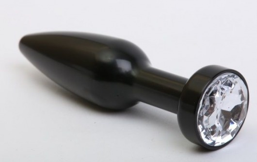 Чёрная удлинённая пробка с прозрачным кристаллом - 11,2 см. - 4sexdreaM - купить с доставкой в Абакане