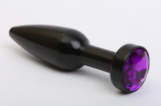 Чёрная удлинённая пробка с фиолетовым кристаллом - 11,2 см. - 4sexdreaM - купить с доставкой в Абакане