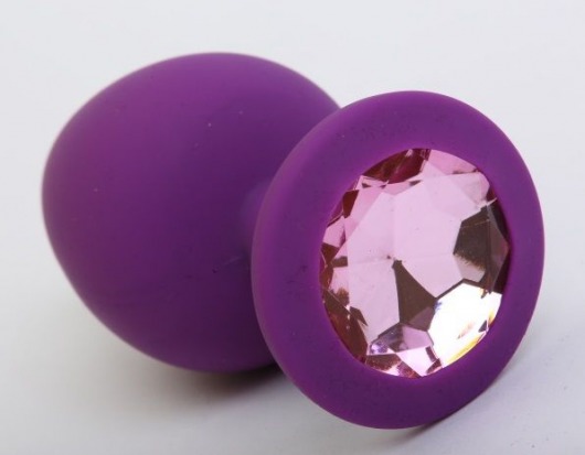 Фиолетовая силиконовая пробка с розовым стразом - 9,5 см. - 4sexdreaM - купить с доставкой в Абакане