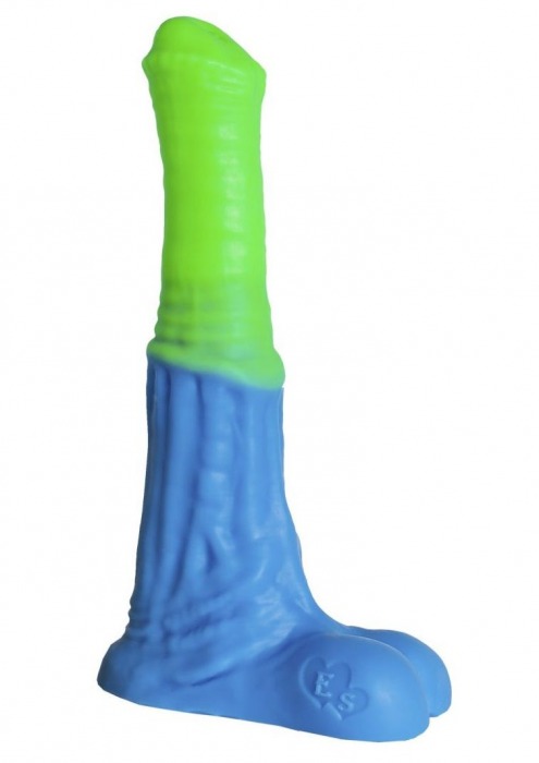 Зелёно-голубой фаллоимитатор  Пегас Medium  - 24 см. - Erasexa - купить с доставкой в Абакане