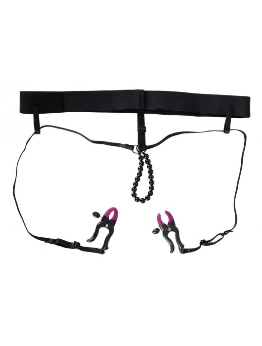 Трусики с зажимами для половых губ и бусинками для массажа промежности - Orion - купить с доставкой в Абакане