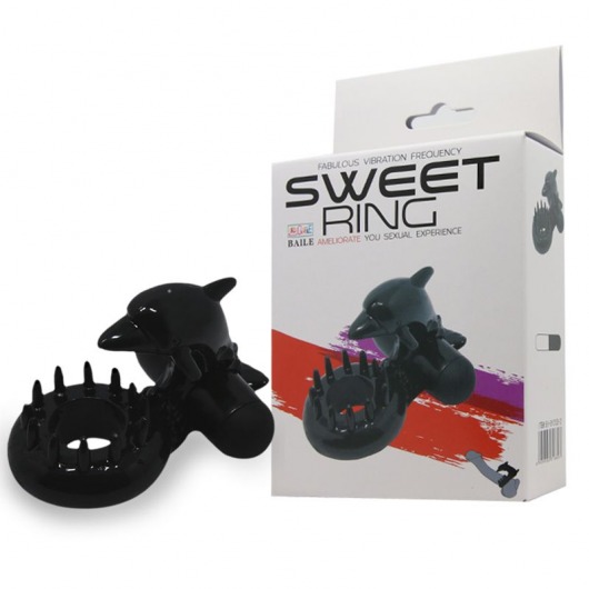 Чёрное эрекционное виброкольцо Sweet Ring с дельфинчиком - Baile - в Абакане купить с доставкой