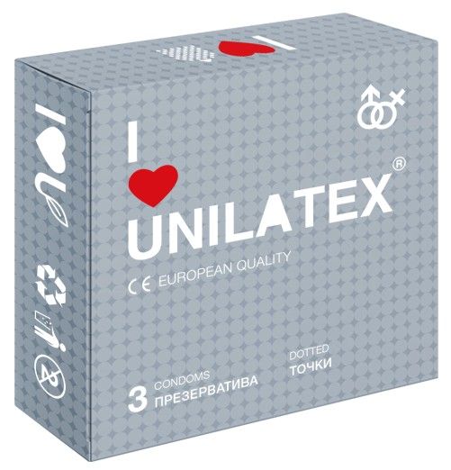 Презервативы с точками Unilatex Dotted - 3 шт. - Unilatex - купить с доставкой в Абакане