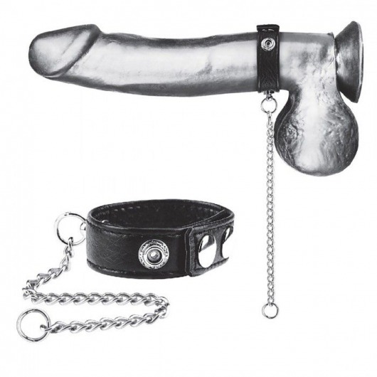 Утяжка на пенис с поводком Snap Cock Ring With 12  Leash - BlueLine - купить с доставкой в Абакане