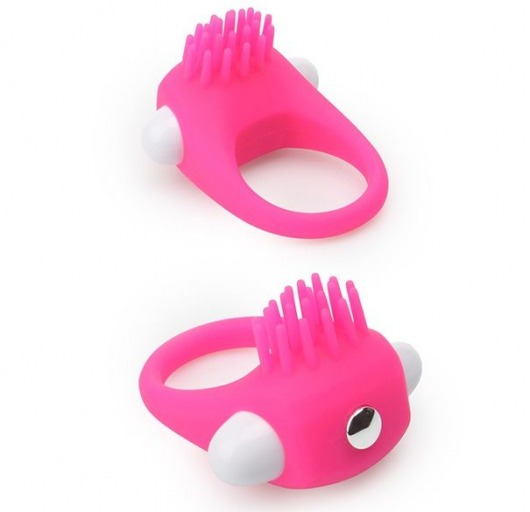 Розовое эрекционное кольцо с щеточкой LIT-UP SILICONE STIMU RING 5 - Dream Toys - в Абакане купить с доставкой
