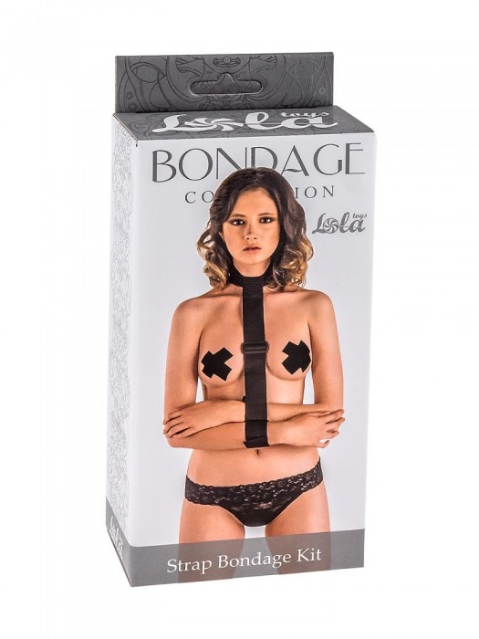 Ошейник с длинной лентой и наручниками Strap Bondage Kit Plus Size - Lola Games - купить с доставкой в Абакане