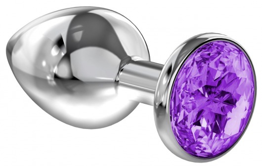 Малая серебристая анальная пробка Diamond Purple Sparkle Small с фиолетовым кристаллом - 7 см. - Lola Games - купить с доставкой в Абакане