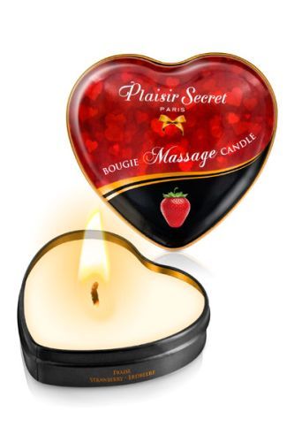 Массажная свеча с ароматом клубники Bougie Massage Candle - 35 мл. - Plaisir Secret - купить с доставкой в Абакане