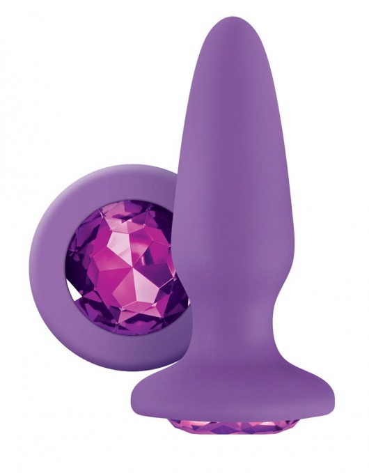 Фиолетовая анальная пробка с фиолетовым кристаллом Glams Purple Gem - 10,4 см. - NS Novelties - купить с доставкой в Абакане