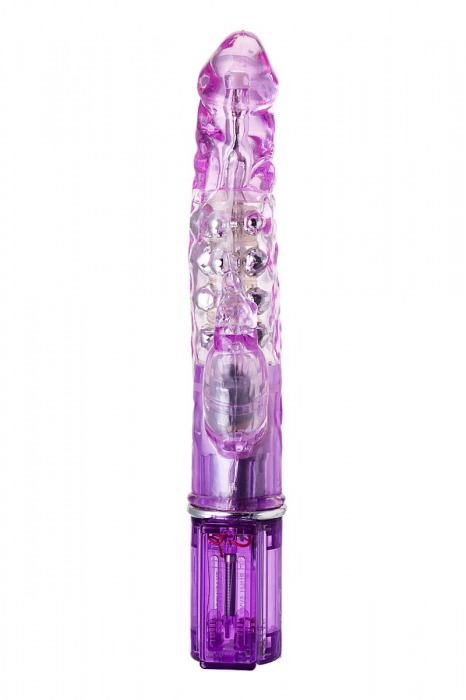 Фиолетовый хай-тек вибратор High-Tech fantasy с бусинами и отростком - 27,2 см. - A-toys
